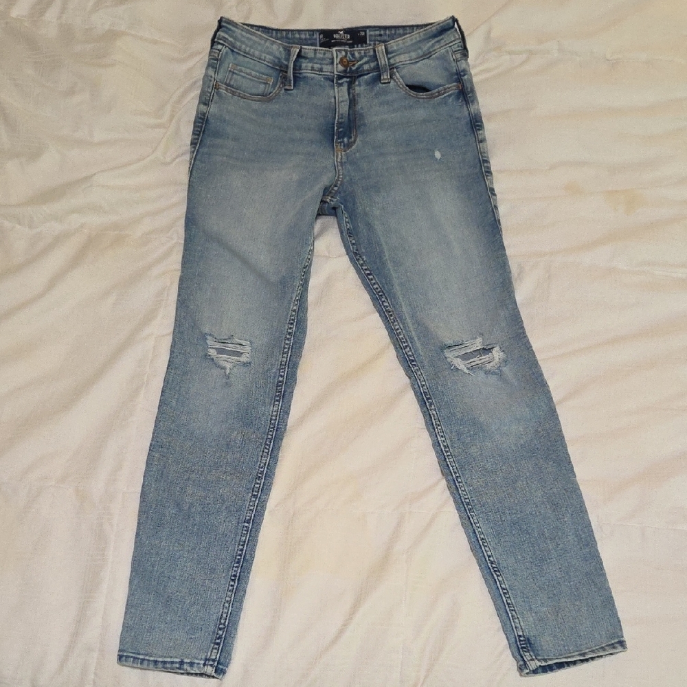 Hollister Blue Skinny Jeans with Distressed Details